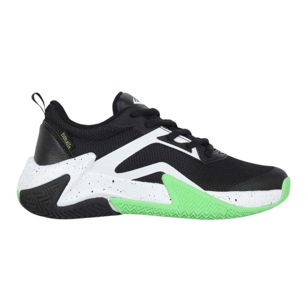 Everlast Childrens/Kids Contrast Leather Lace Up Sneakers / Black/White/Lime